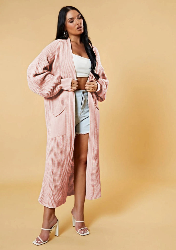 Damen Langstrick-Cardigan mit offenem Design und praktischen Taschen Drune