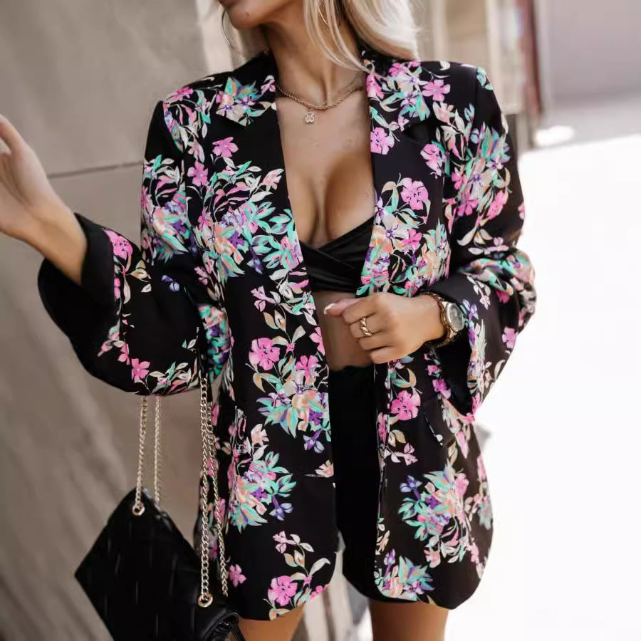 Damen Blazerjacke mit elegantem Leopardenmuster und taillierbarem Gürtel Drune