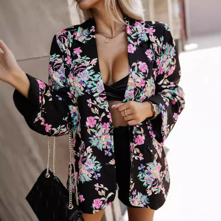 Damen Blazerjacke mit elegantem Leopardenmuster und taillierbarem Gürtel Drune