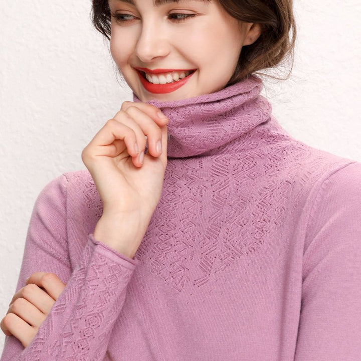 Damen Rollkragenpullover mit feinem Strukturmuster Drune