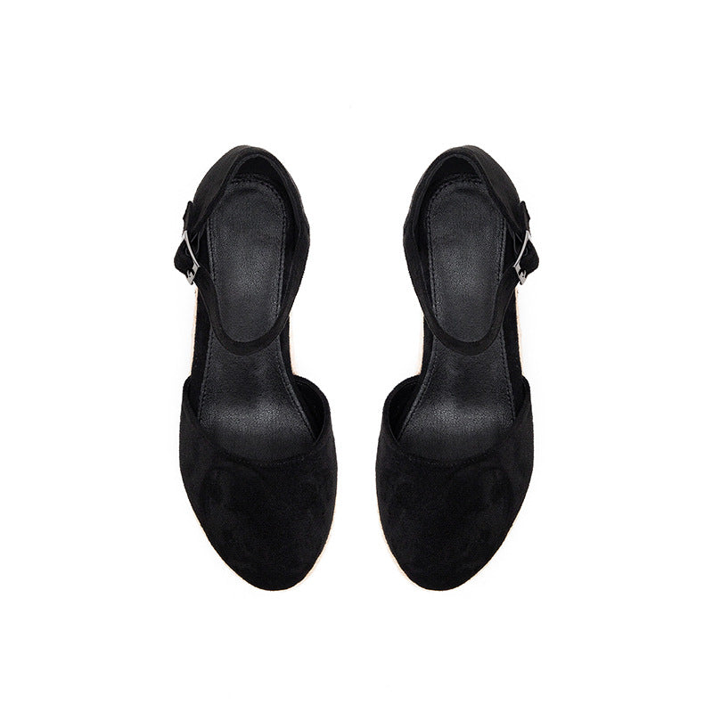 Damen Wedge-Sandalen mit eleganten Riemen und Raffia-Details Drune
