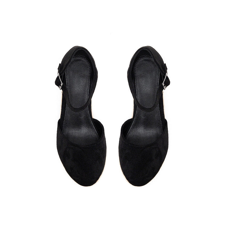 Damen Wedge-Sandalen mit eleganten Riemen und Raffia-Details Drune