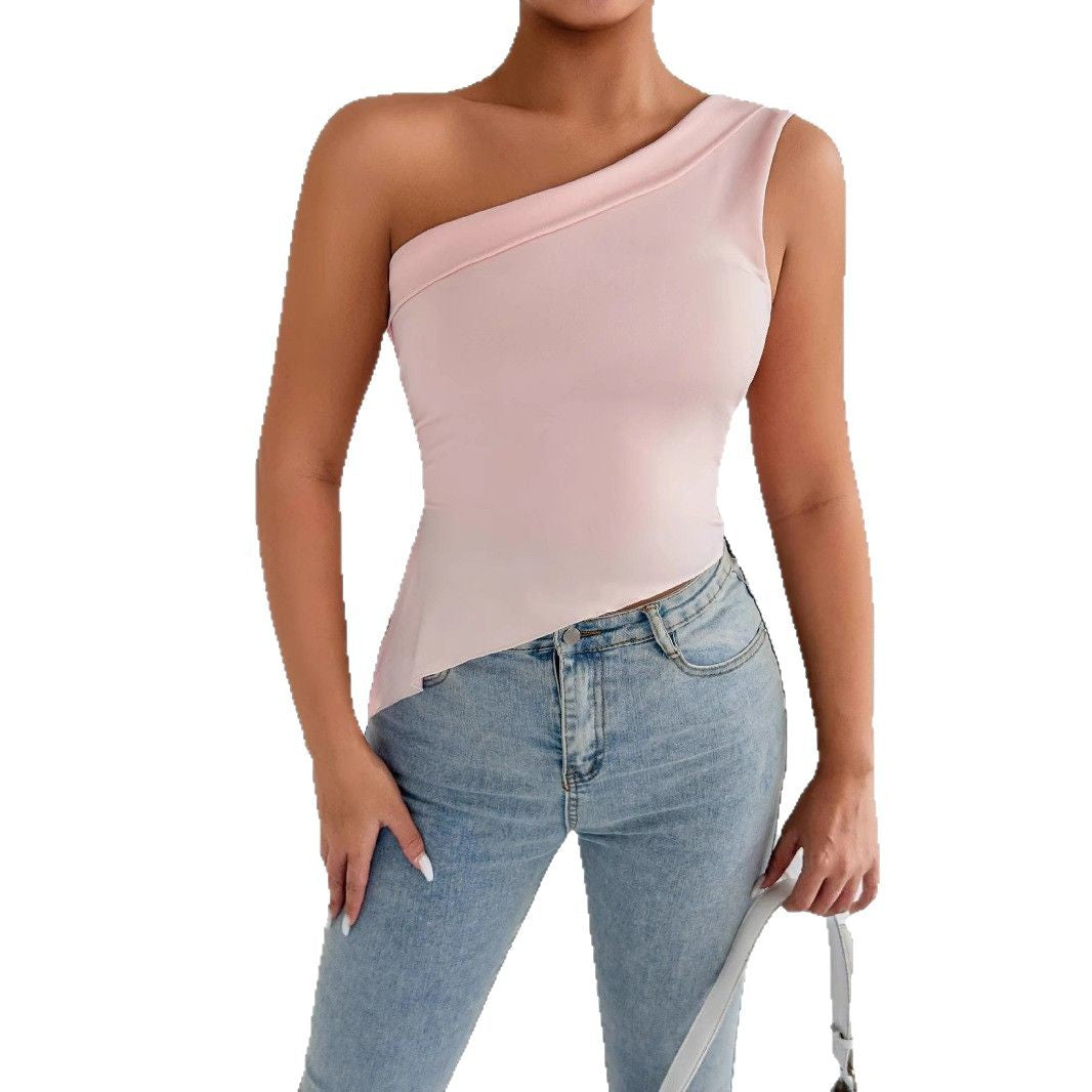 Damen Elegantes asymmetrisches Top mit einem Schulterdesign Drune