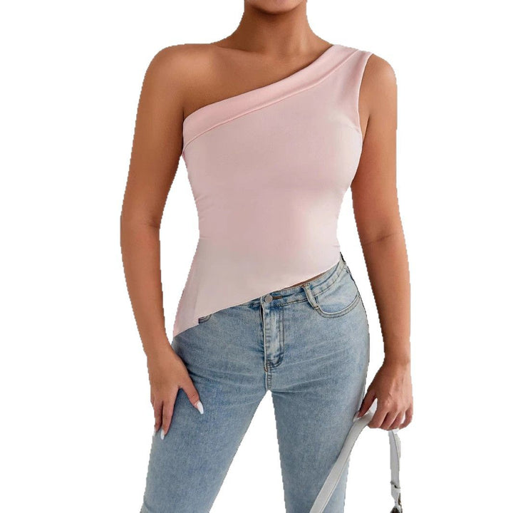 Damen Elegantes asymmetrisches Top mit einem Schulterdesign Drune