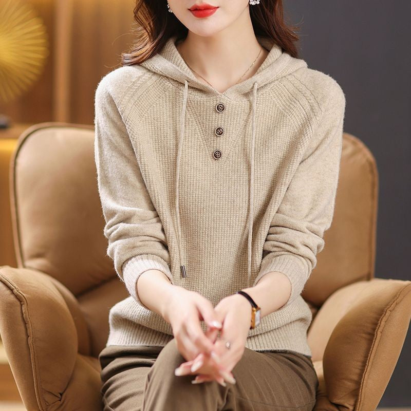 Damen Hoodie mit Knopfdetails und lässigem Schnitt Drune