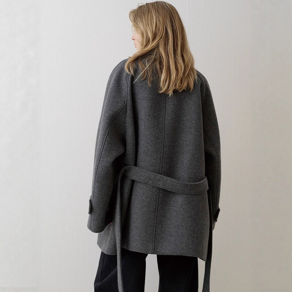 Damen gesteppter Wollmantel mit elegantem Kragen Drune
