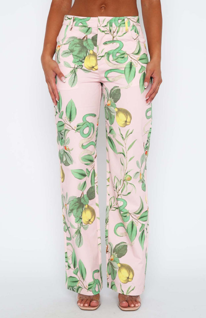 Damen lässige Cargo-Hose mit frischem botanischem Print Drune