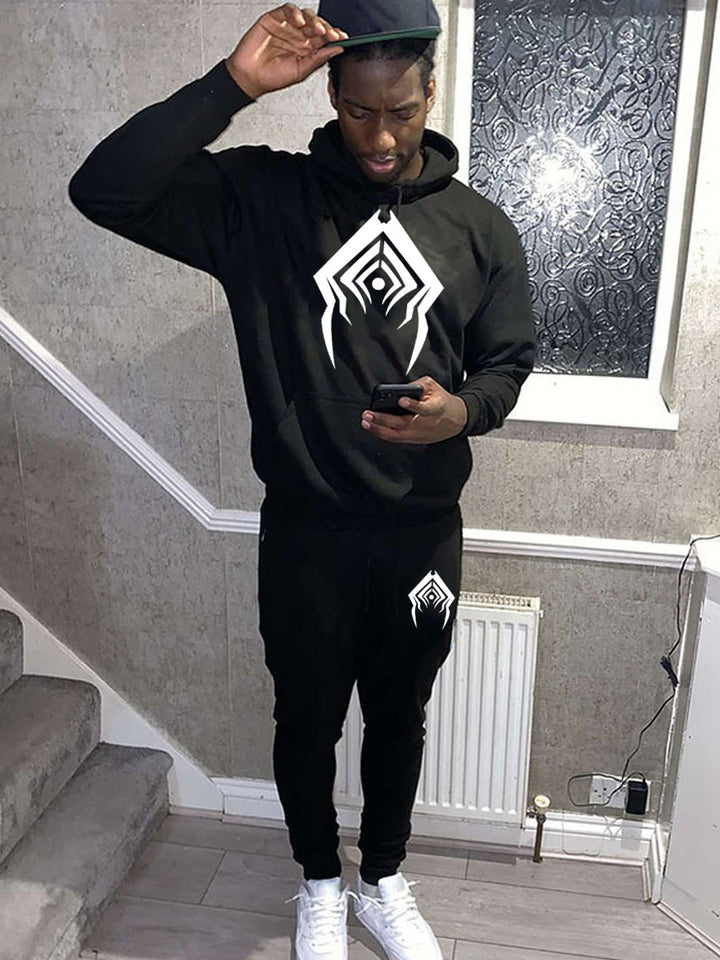 Herren Kapuzenpullover und Jogginghose Set mit künstlerischem Spinnenmotiv Drune