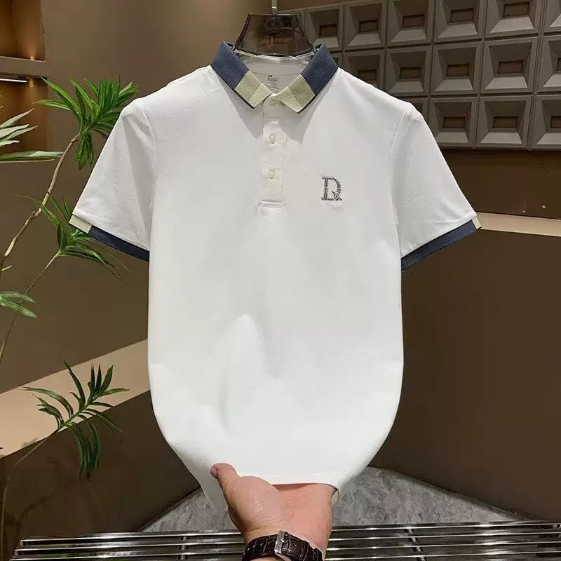 Herren Poloshirt mit Kontrastkragen und feiner Struktur Drune