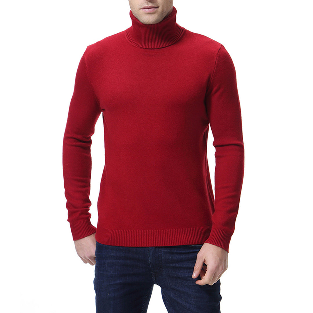 Herren nan schlanker Feinstrick-Rollkragenpullover aus Merino-Baumwollmix mit Rippenbündchen Drune