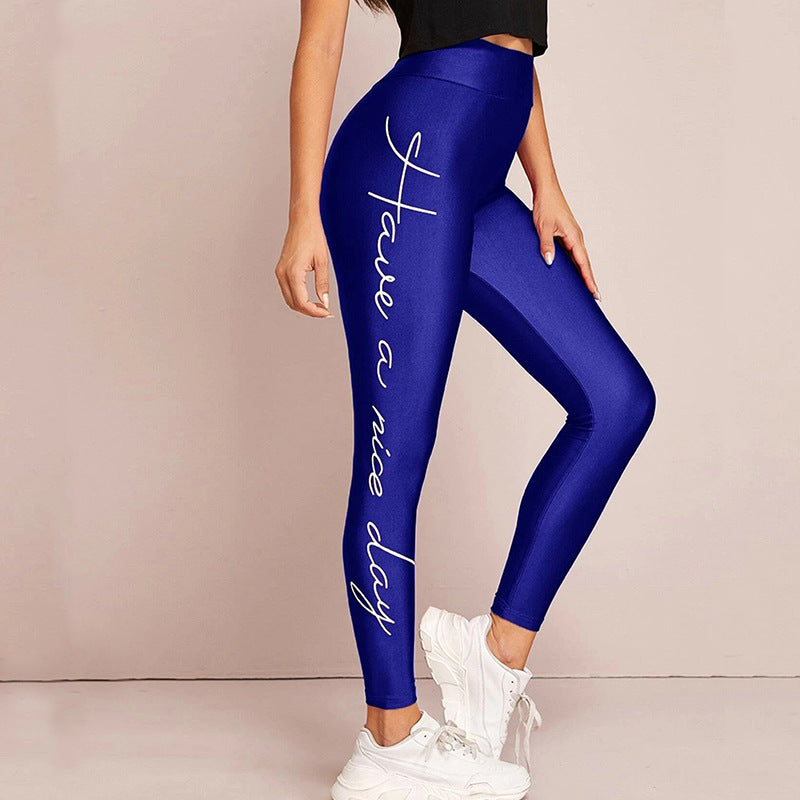 Damen Sportleggings mit inspirierendem Schriftzug und hohem Bund Drune