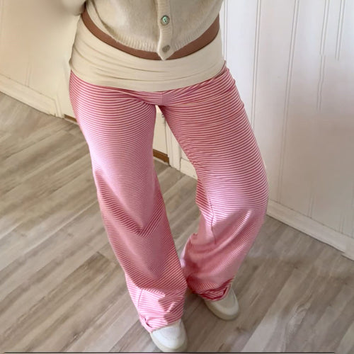 Damen Modische, komfortable Lounge-Hose mit Streifenmuster und elastischem Bund Drune