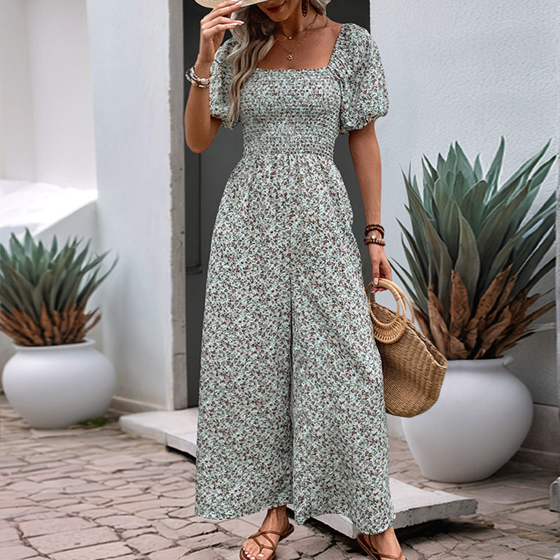 Damen Blumiger Overall mit weitem Bein Drune