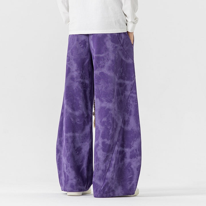 Unisex nan weite Batik-Haremshose mit dekorativem Kordelbund und tiefem Schritt Drune