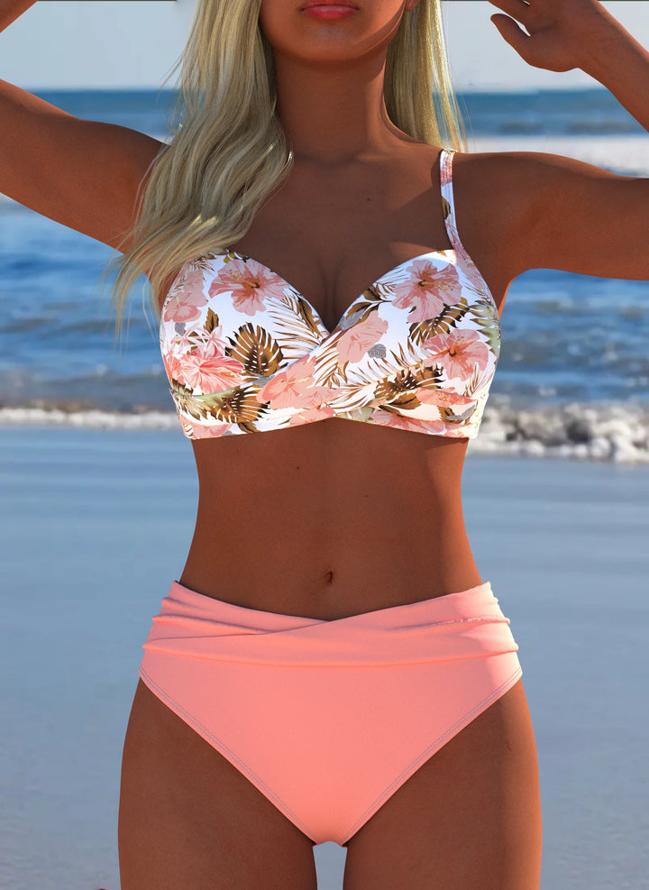 Damen Einteiler Badeanzug mit elegantem floralem Design und figurformendem Schnitt Drune