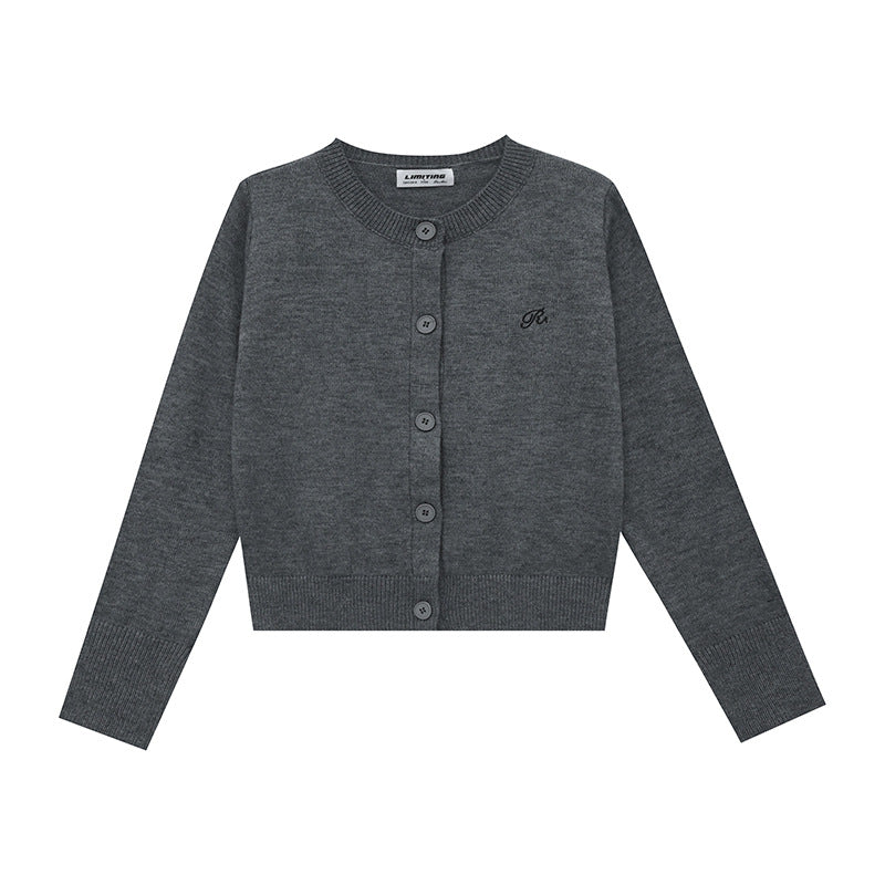 Damen Strickjacke mit feinem Rippenmuster und kontrastierenden Knopfdetails Drune