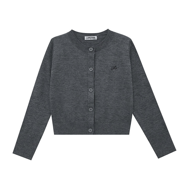 Damen Strickjacke mit feinem Rippenmuster und kontrastierenden Knopfdetails Drune