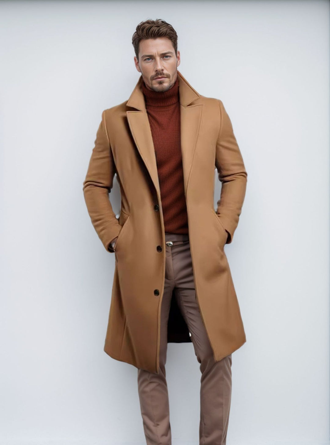 Herren eleganter Wintermantel mit schickem Revers Drune