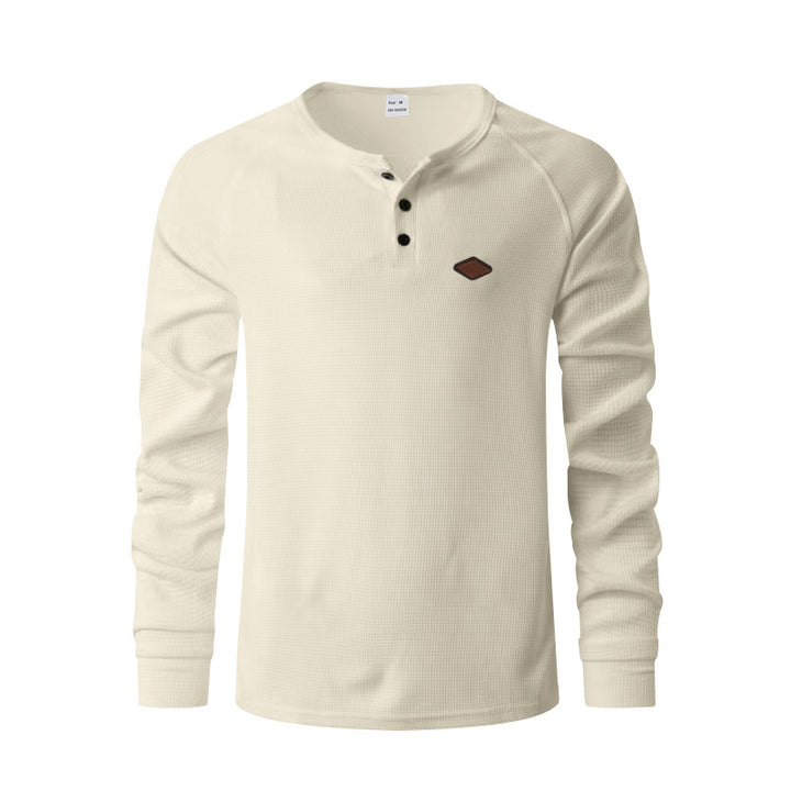 Herren nan Thermo Waffelshirt Henley mit Knopfleiste und Raglanärmeln Drune