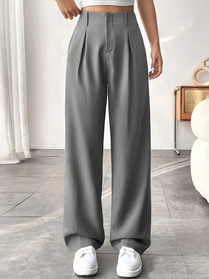 Damen Elegante Bundfaltenhose mit weitem Schnitt Drune