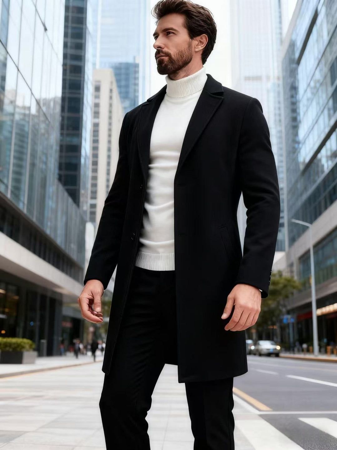 Herren eleganter Wollmantel Drune