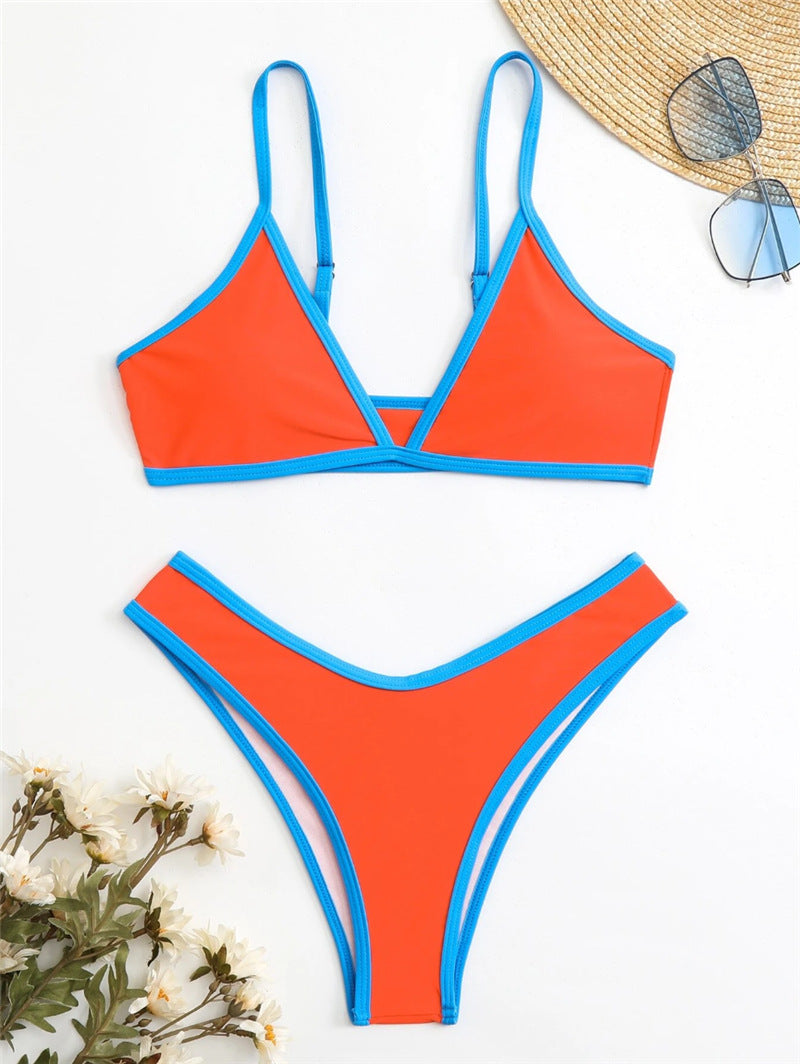 Damen Triangle Bikini Set mit Kontrastbesatz Drune