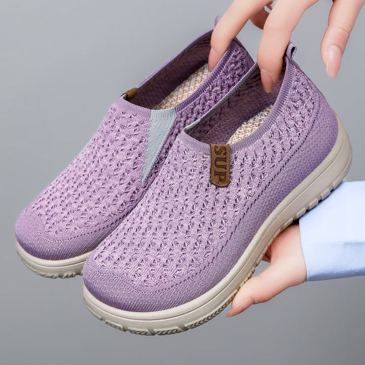 Damen nan gestrickter Komfort-Slip-On-Sneaker mit sockenähnlichem Schaft, atmungsaktiver 3D-Struktur und dämpfender EVA-Sohle Drune