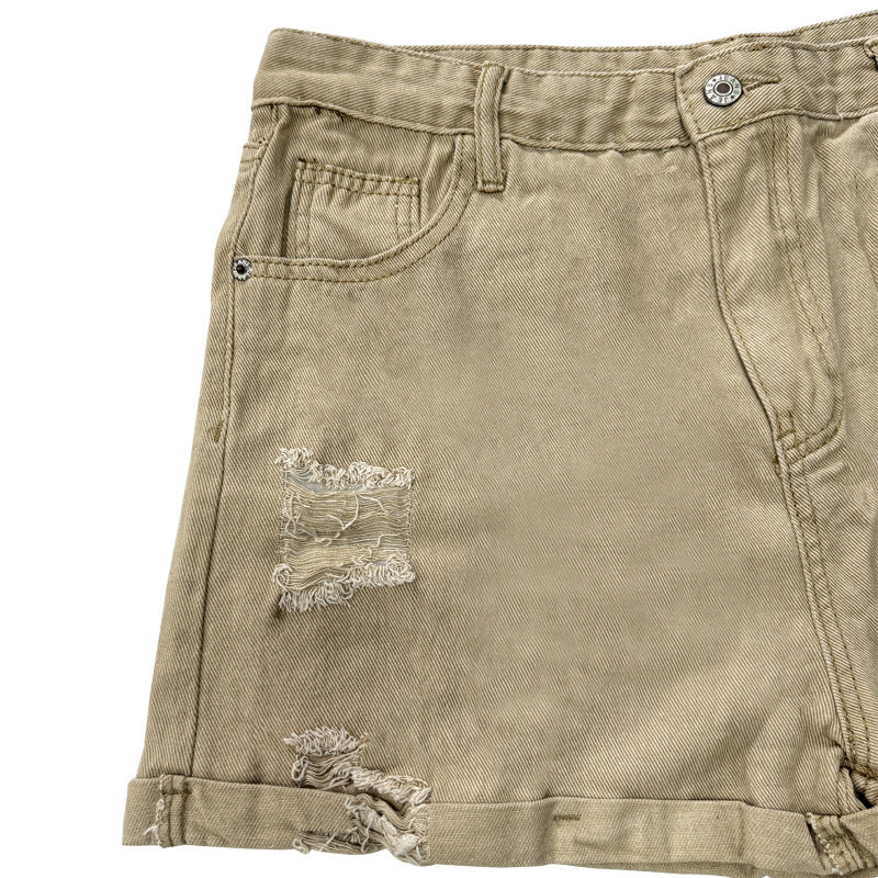 Damen Modische Destroyed Shorts aus Denim mit lässigem Schnitt und fransigen Details Drune