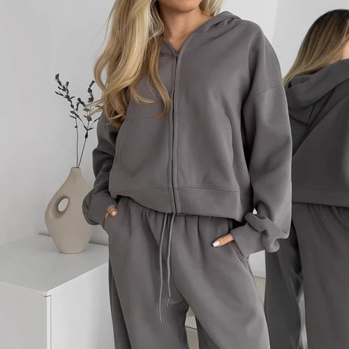 Damen lässiger Kapuzenpullover mit hochwertigem Reißverschluss Drune