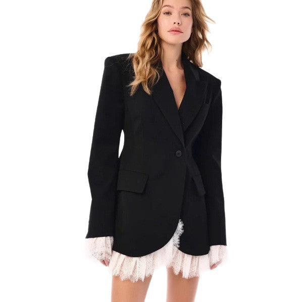 Damen Oversized Blazer mit Spitzendetails Drune