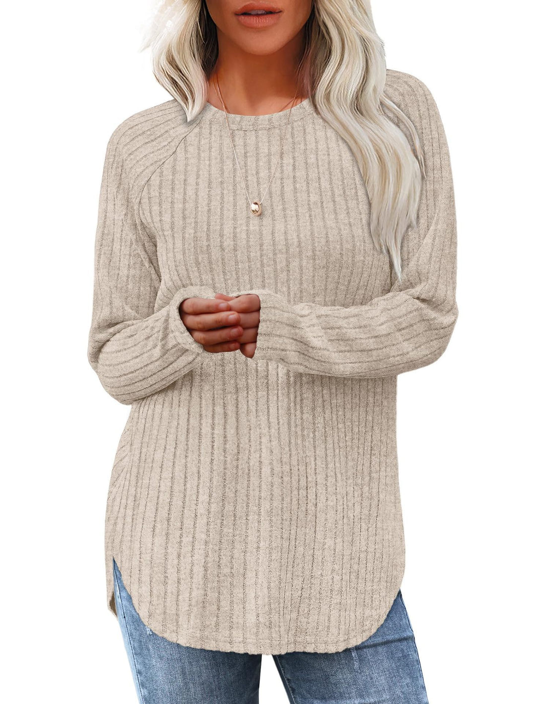 Damen Oversized Pullover mit Rippstruktur und lässigem Schnitt Drune