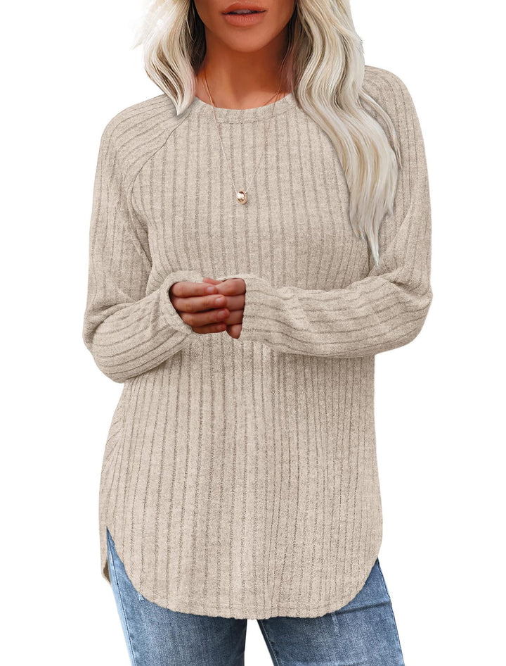 Damen Oversized Pullover mit Rippstruktur und lässigem Schnitt Drune