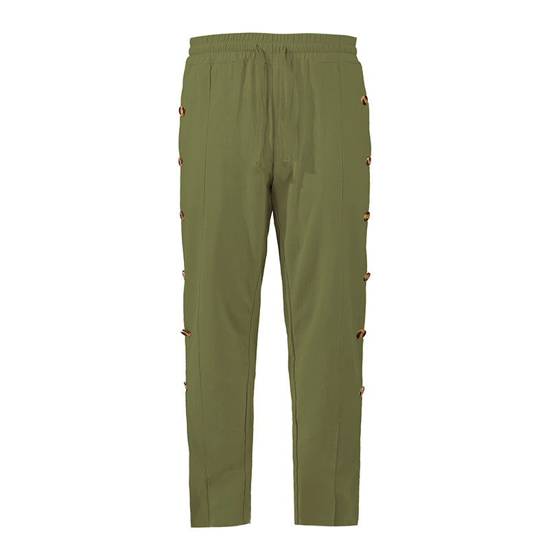 Herren modische Designerhose mit Knopfleiste und verstellbarem Bund Drune