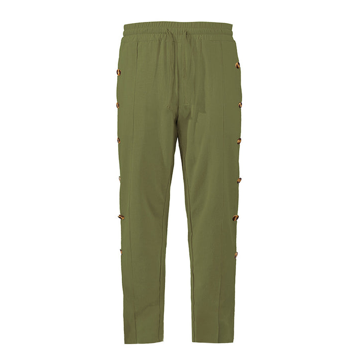 Herren modische Designerhose mit Knopfleiste und verstellbarem Bund Drune