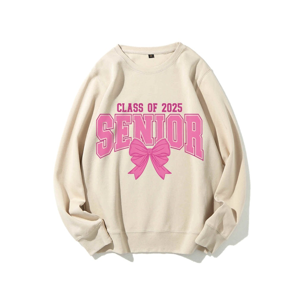 Damen Sweatshirt mit Abschlussjahr und dekorativem Schleifendesign Drune