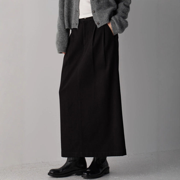Damen eleganter und hoch taillierter Maxirock mit Falten Drune
