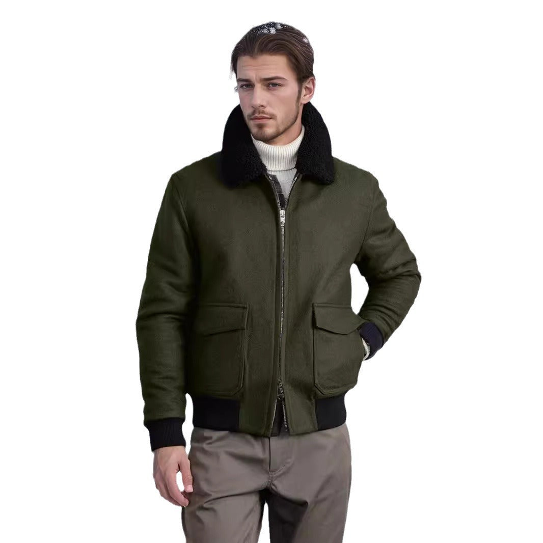 Herren Bomberjacke mit Fleece-Kragen und praktischen Taschen Drune