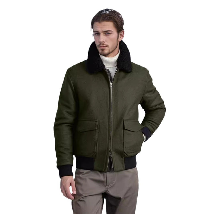 Herren Bomberjacke mit Fleece-Kragen und praktischen Taschen Drune