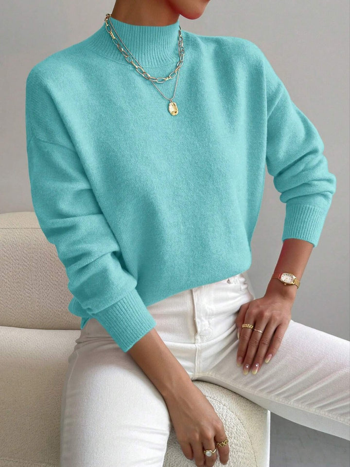 Damen Pullover mit hohem Kragen und weichem Material Drune