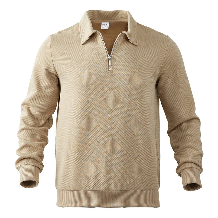 Herren Sweatpullover mit halblangem Reißverschluss und strukturiertem Gewebe Drune
