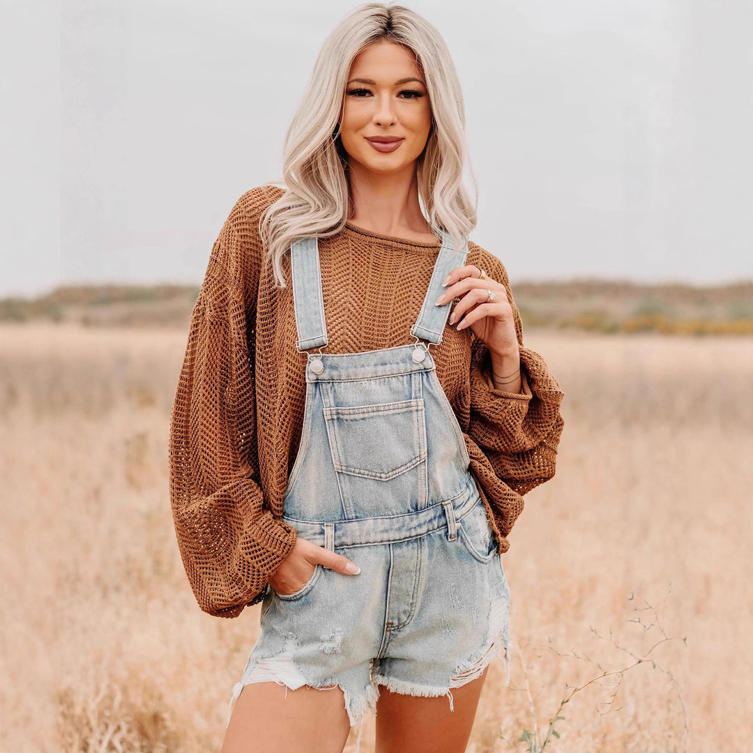 Damen Lässiger Strickpullover mit weit geschnittenen Ärmeln Drune