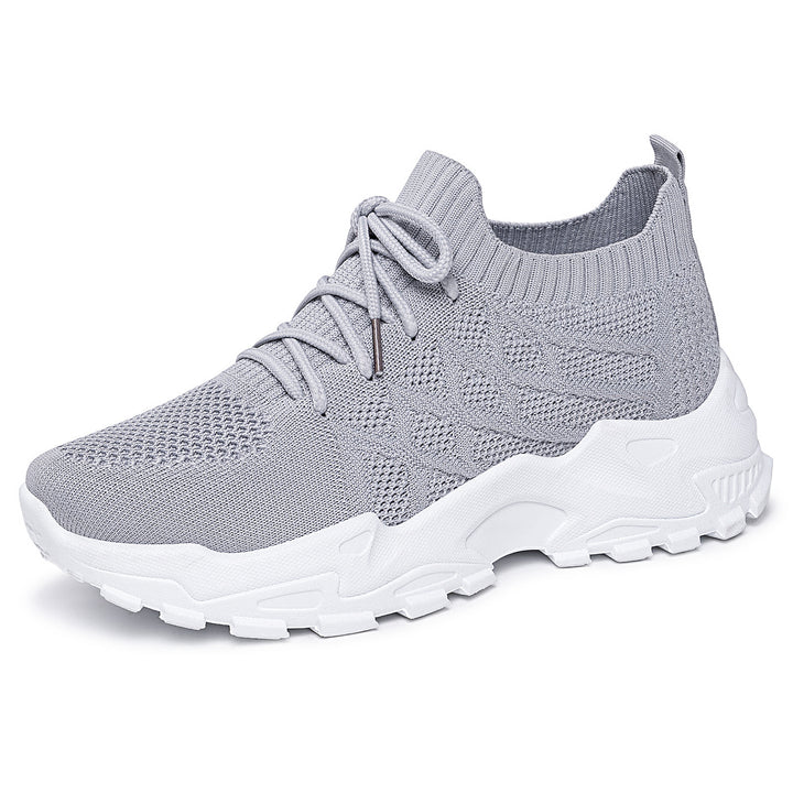 Damen nan gestrickter Plateau-Comfort-Sneaker mit sockenähnlichem Schaft, elastischer Schnürung und geformter Leichtprofilsohle Drune