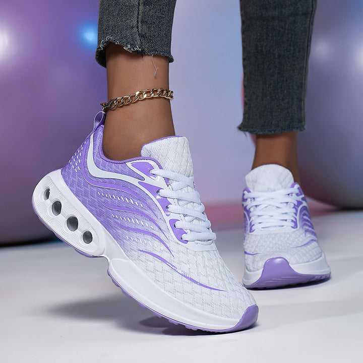 Damen nan sportive Strick-Laufschuhe mit belüfteter Luftkammersohle und ergonomischer Abrollsohle Drune