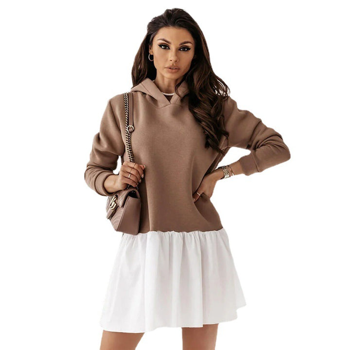 Damen lässiges Sweatkleid mit Kapuze Drune