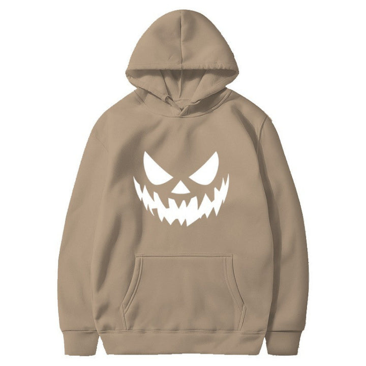 Unisex nan Kapuzenpullover mit gruseligem Kürbisgesicht-Print und Oversize Kängurutasche Drune