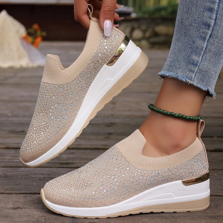 Damen Glitzernde Slip-On Sneakers mit bequemer und dämpfender Sohle Drune