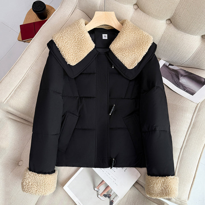Damen Kurze steppjacke mit oversized Schnitt und Kunstfellkragen Drune