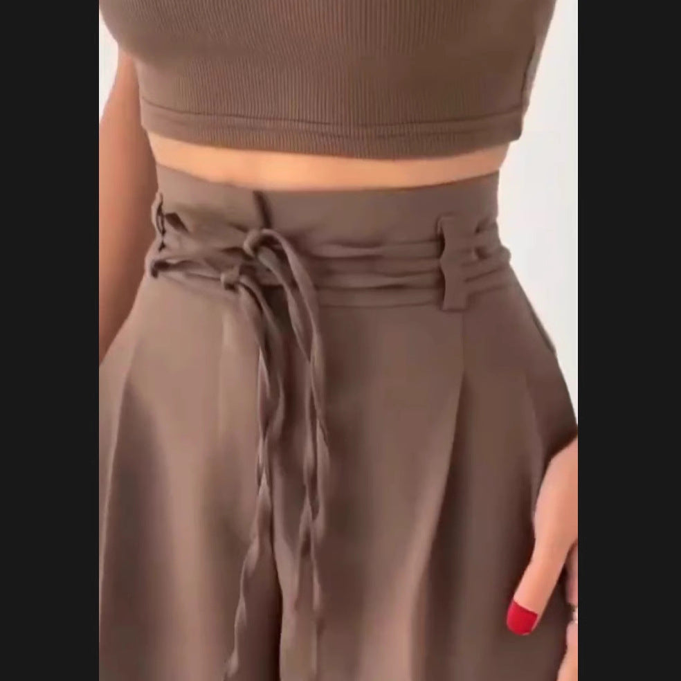 Damen Weite Hochbund-Hose mit raffinierter Drapierung Drune