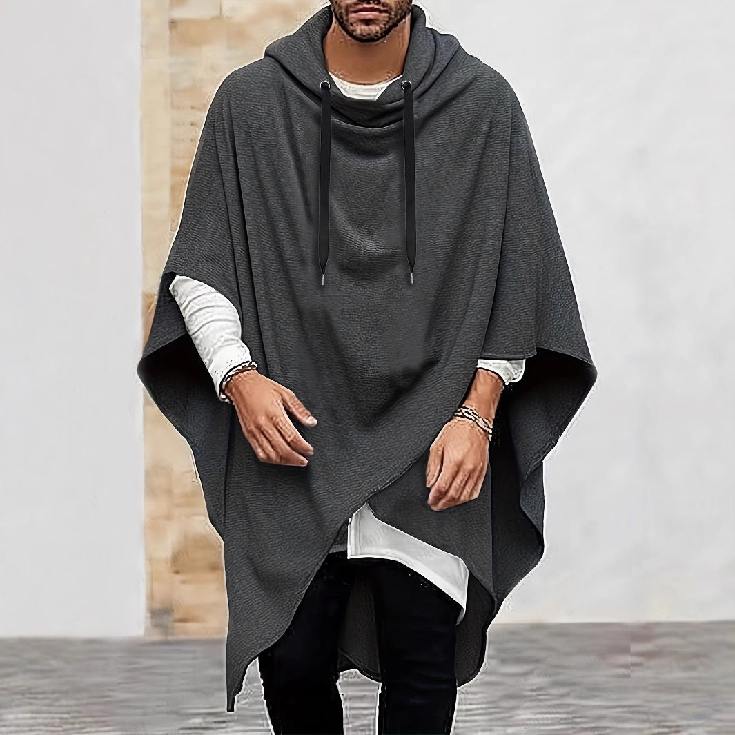 Herren modischer Kapuzenponcho aus atmungsaktivem Material Drune
