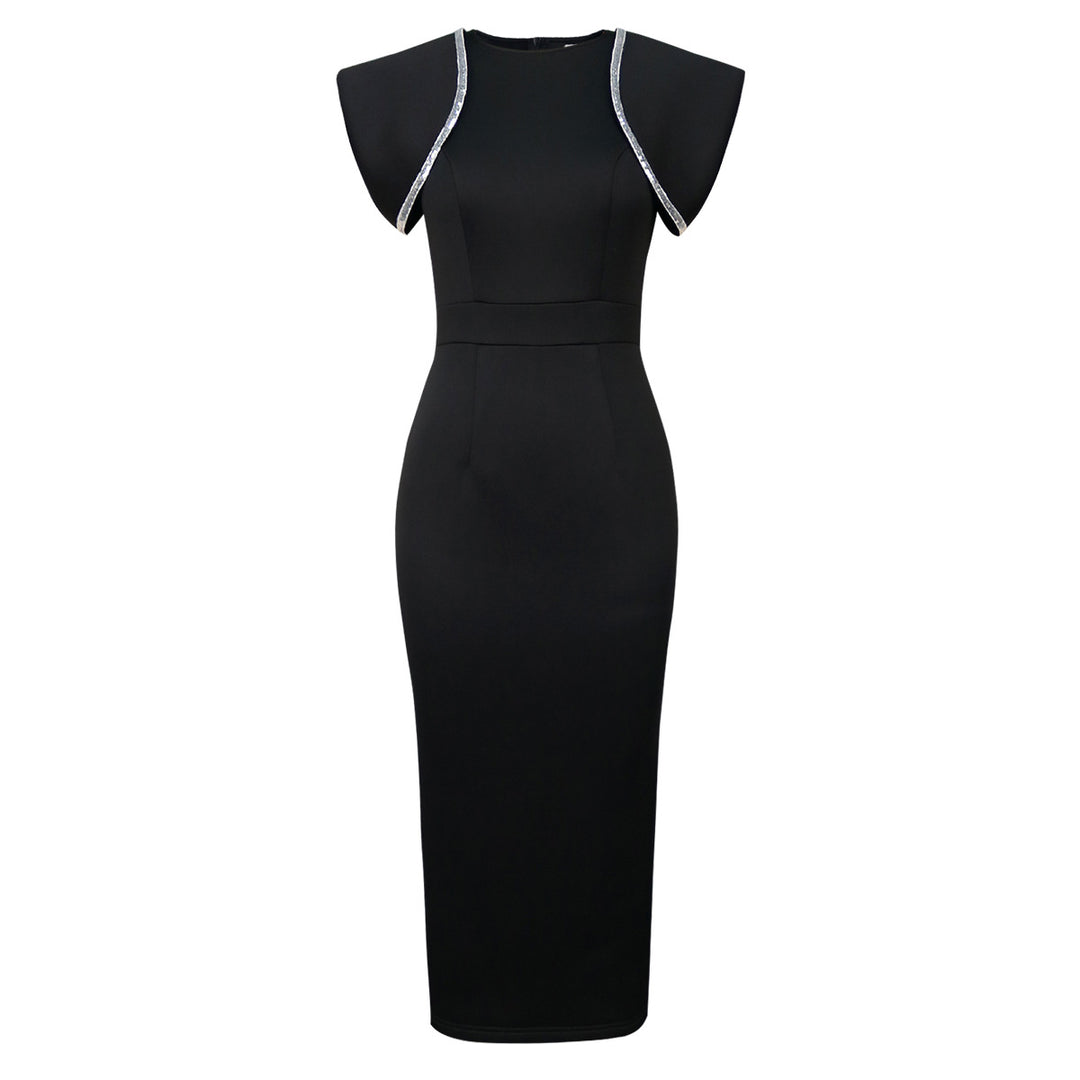 Damen figurbetontes Kleid mit dekorativen Rüschenträgern Drune